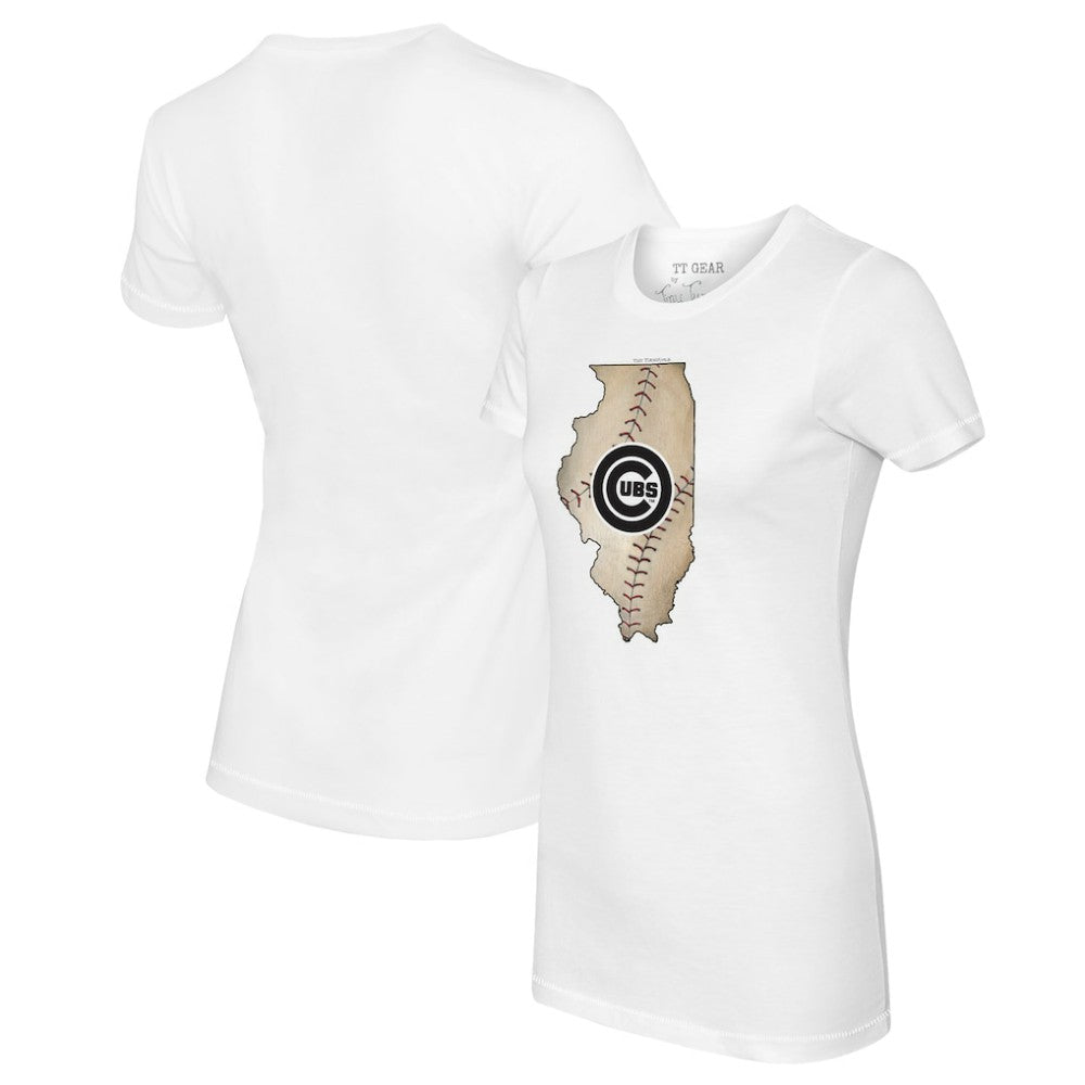Chicago Cubs Tiny Turnip Women's State Outline T-Shirt for sale
