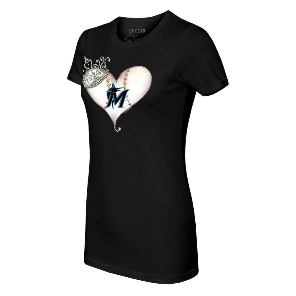Miami Marlins Tiny Turnip Women's Tiara Heart T-Shirt Outlet