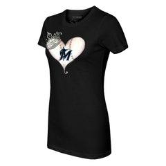 Miami Marlins Tiny Turnip Women's Tiara Heart T-Shirt Outlet