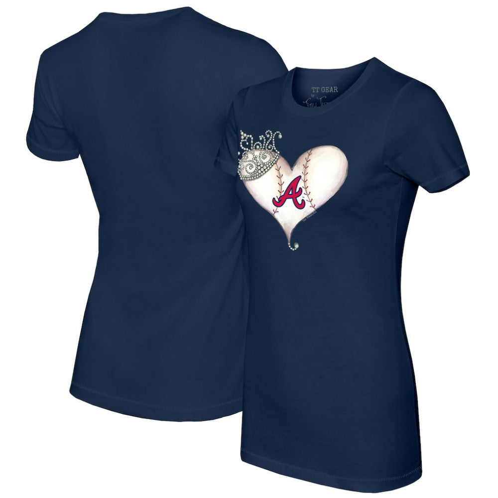 Atlanta Braves Tiny Turnip Women's Tiara Heart T-Shirt Sale