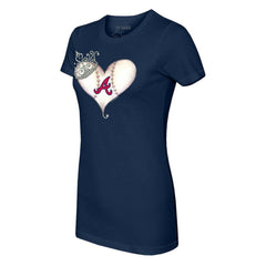 Atlanta Braves Tiny Turnip Women's Tiara Heart T-Shirt Sale