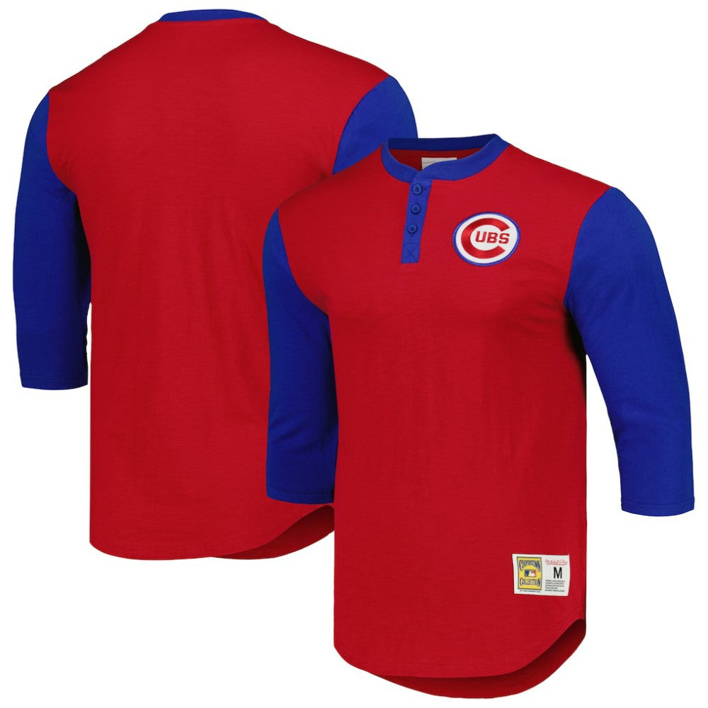 Chicago Cubs Mitchell & Ness Cooperstown Collection Legendary Slub Henley 3/4-Sleeve T-Shirt Discount