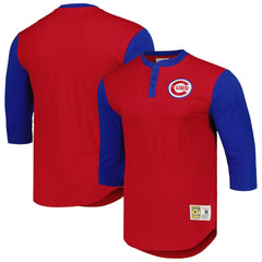 Chicago Cubs Mitchell & Ness Cooperstown Collection Legendary Slub Henley 3/4-Sleeve T-Shirt Discount