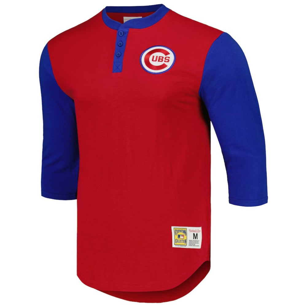 Chicago Cubs Mitchell & Ness Cooperstown Collection Legendary Slub Henley 3/4-Sleeve T-Shirt Discount