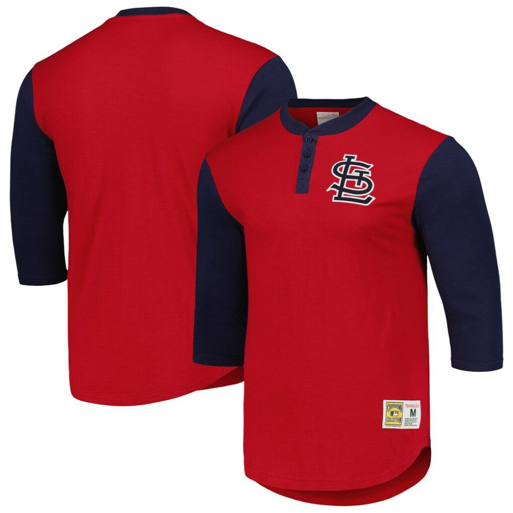 St. Louis Cardinals Mitchell & Ness Cooperstown Collection Legendary Slub Henley 3/4-Sleeve T-Shirt Outlet