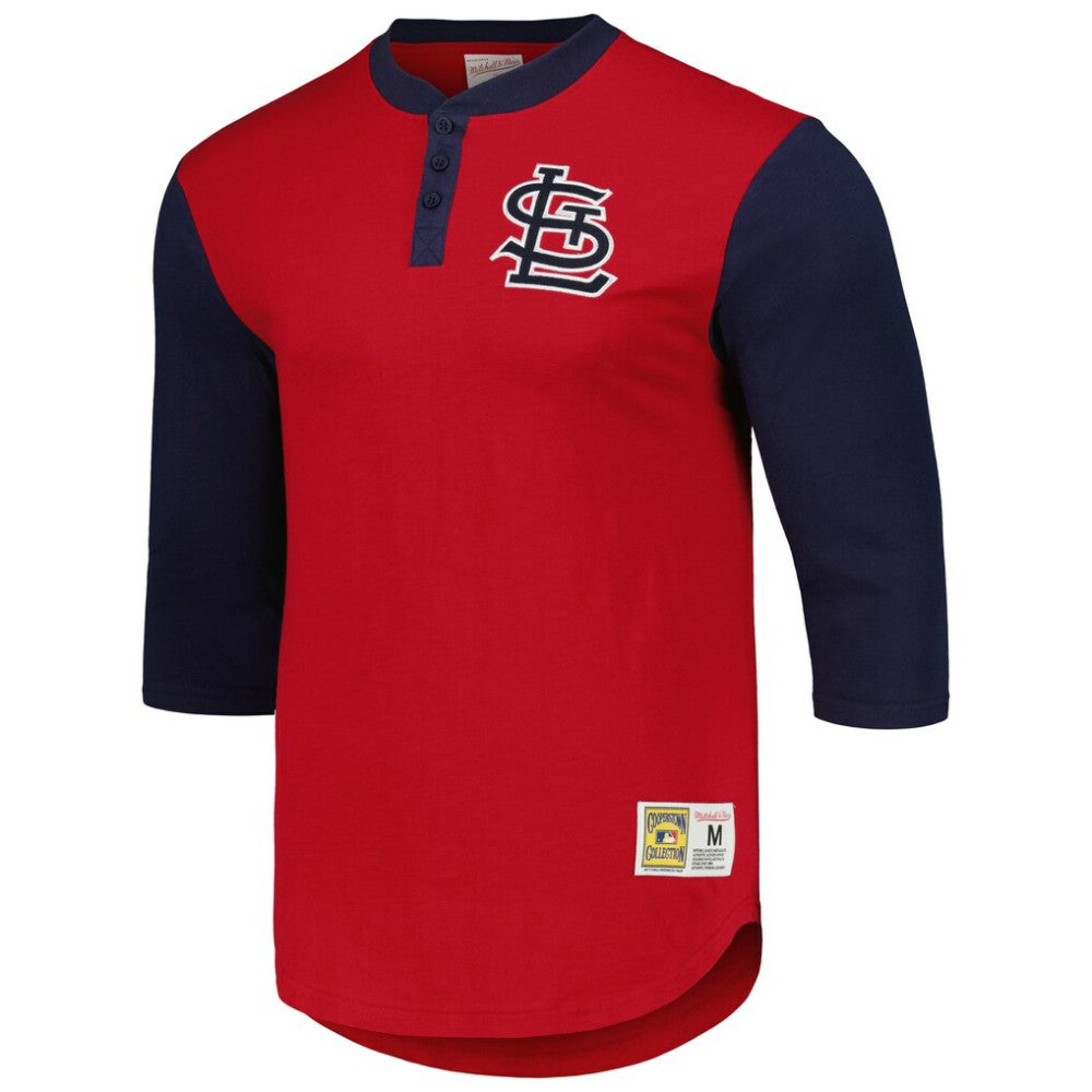 St. Louis Cardinals Mitchell & Ness Cooperstown Collection Legendary Slub Henley 3/4-Sleeve T-Shirt Outlet