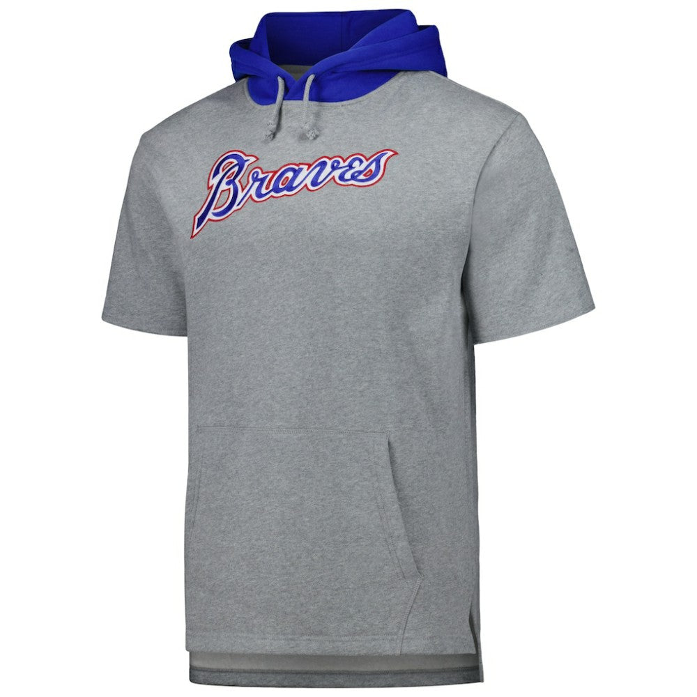 Atlanta Braves Mitchell & Ness Postgame Short Sleeve Pullover Hoodie Discount
