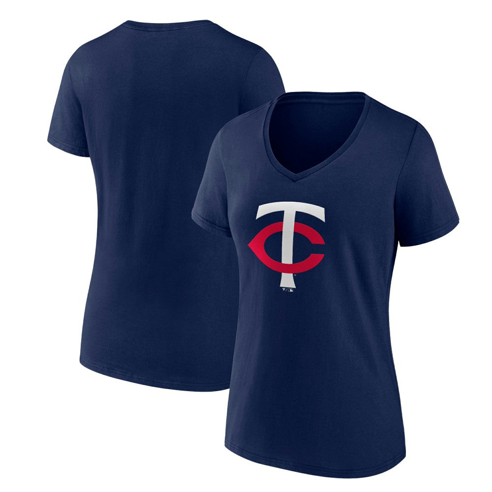 Minnesota Twins Women's Core Official Primary Logo V-Neck T-Shirt Discount