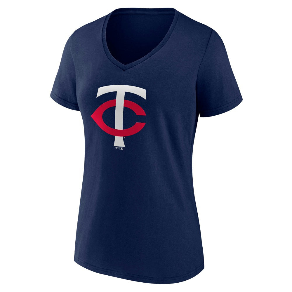 Minnesota Twins Women's Core Official Primary Logo V-Neck T-Shirt Discount