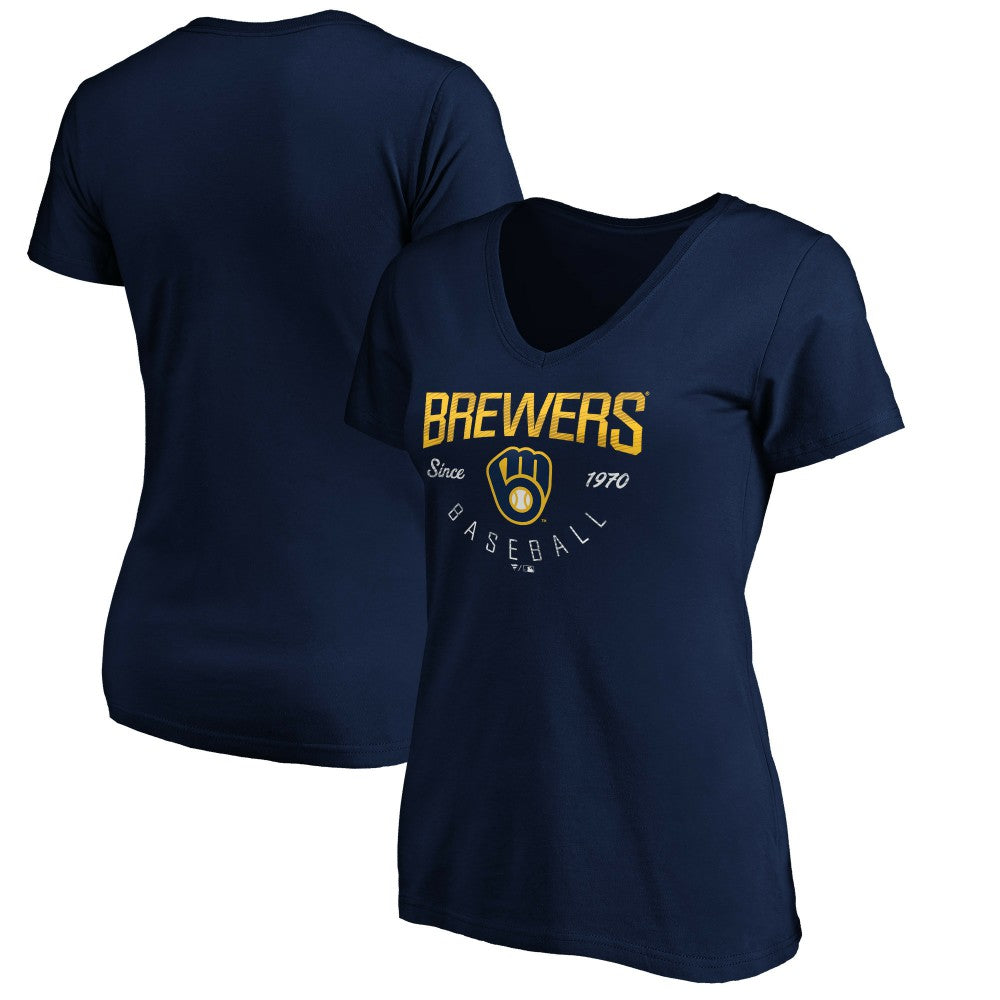 Milwaukee Brewers Women's Core Live For It V-Neck T-Shirt for sale