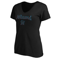 Miami Marlins Women's Core Team Lock Up V-Neck T-Shirt for sale