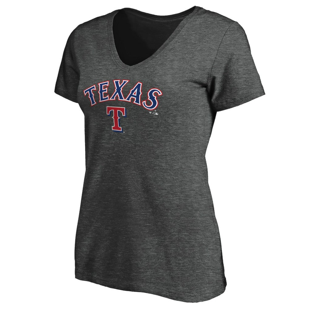 Texas Rangers Women's Core Team Lock Up Wordmark V-Neck T-Shirt Discount