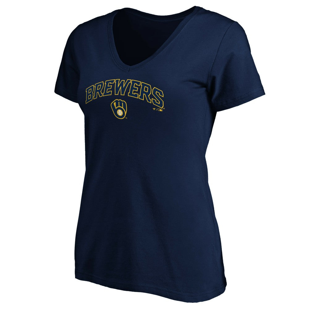 Milwaukee Brewers Women's Core Team Lock Up V-Neck T-Shirt Sale