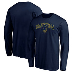 Milwaukee Brewers Team Lock Up Wordmark Long Sleeve T-Shirt Outlet