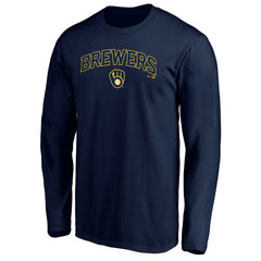Milwaukee Brewers Team Lock Up Wordmark Long Sleeve T-Shirt Outlet