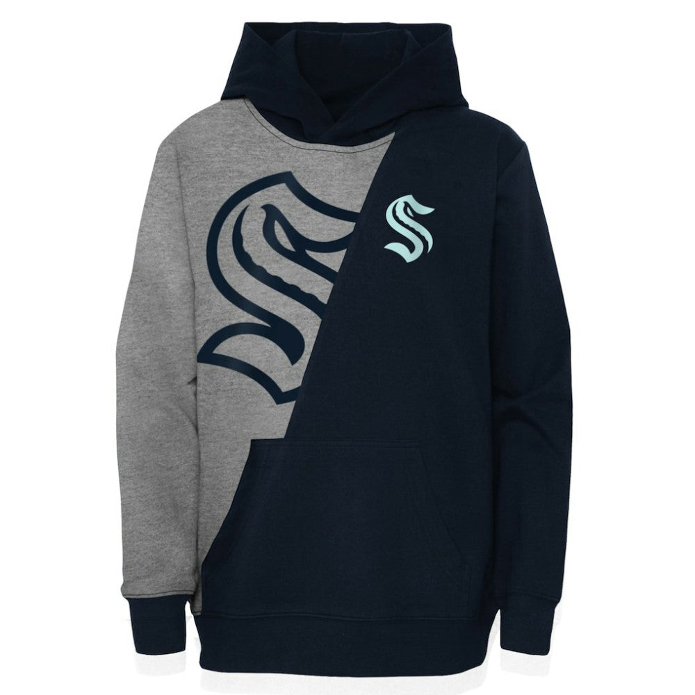Seattle Kraken Youth Unrivaled Pullover Hoodie - Heather Gray/Deep Sea Blue | NHL online