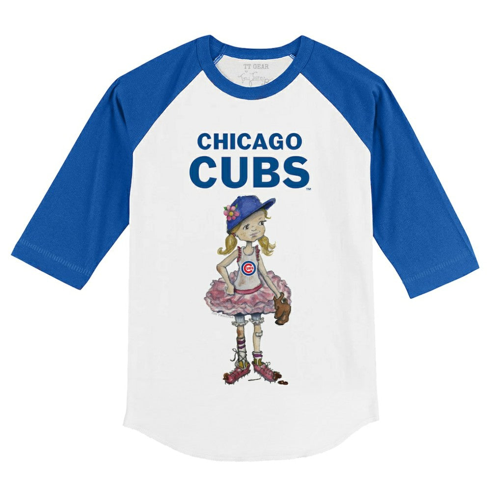 Chicago Cubs Tiny Turnip Youth Babes 3/4-Sleeve Raglan T-Shirt for sale