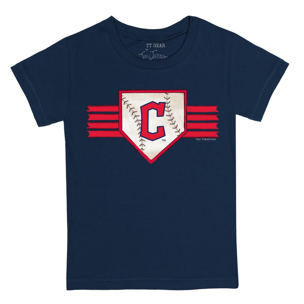 Cleveland Guardians Tiny Turnip Youth Base Stripe T-Shirt for sale