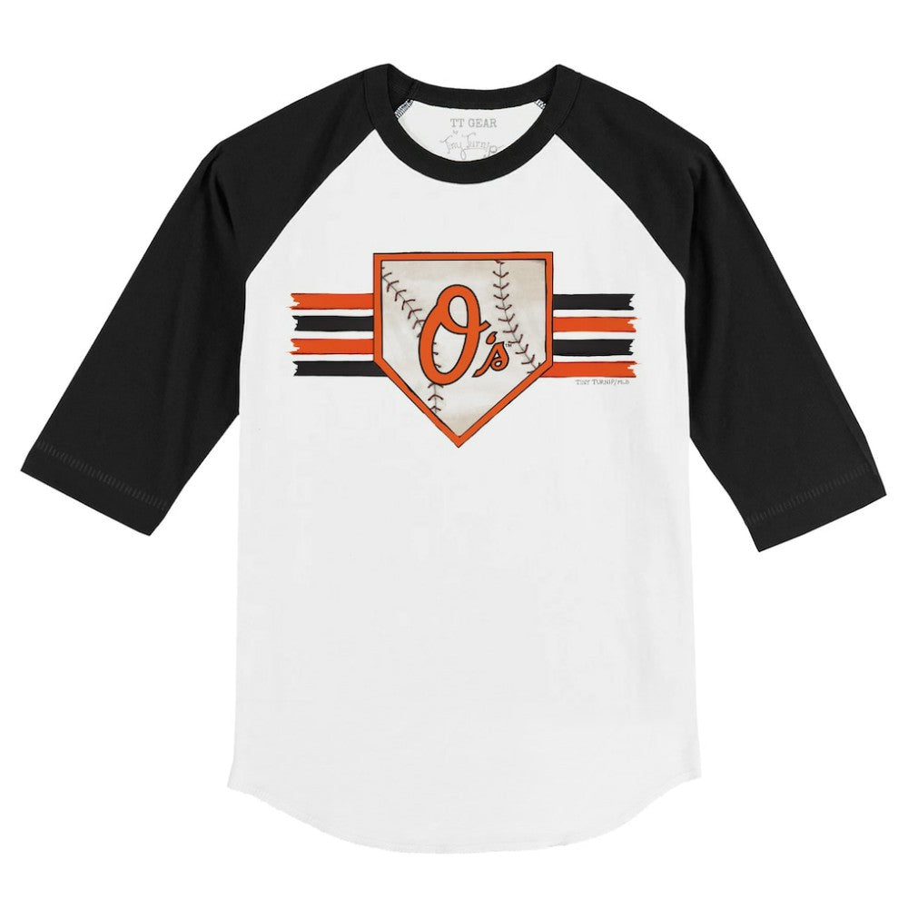 Baltimore Orioles Tiny Turnip Youth Base Stripe 3/4-Sleeve Raglan T-Shirt Outlet