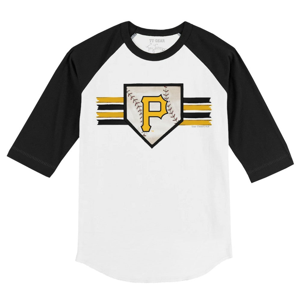 Pittsburgh Pirates Tiny Turnip Youth Base Stripe 3/4-Sleeve Raglan T-Shirt Outlet