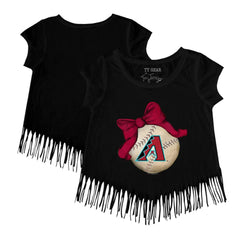 Arizona Diamondbacks Tiny Turnip Girls Youth Baseball Bow Fringe T-Shirt for sale