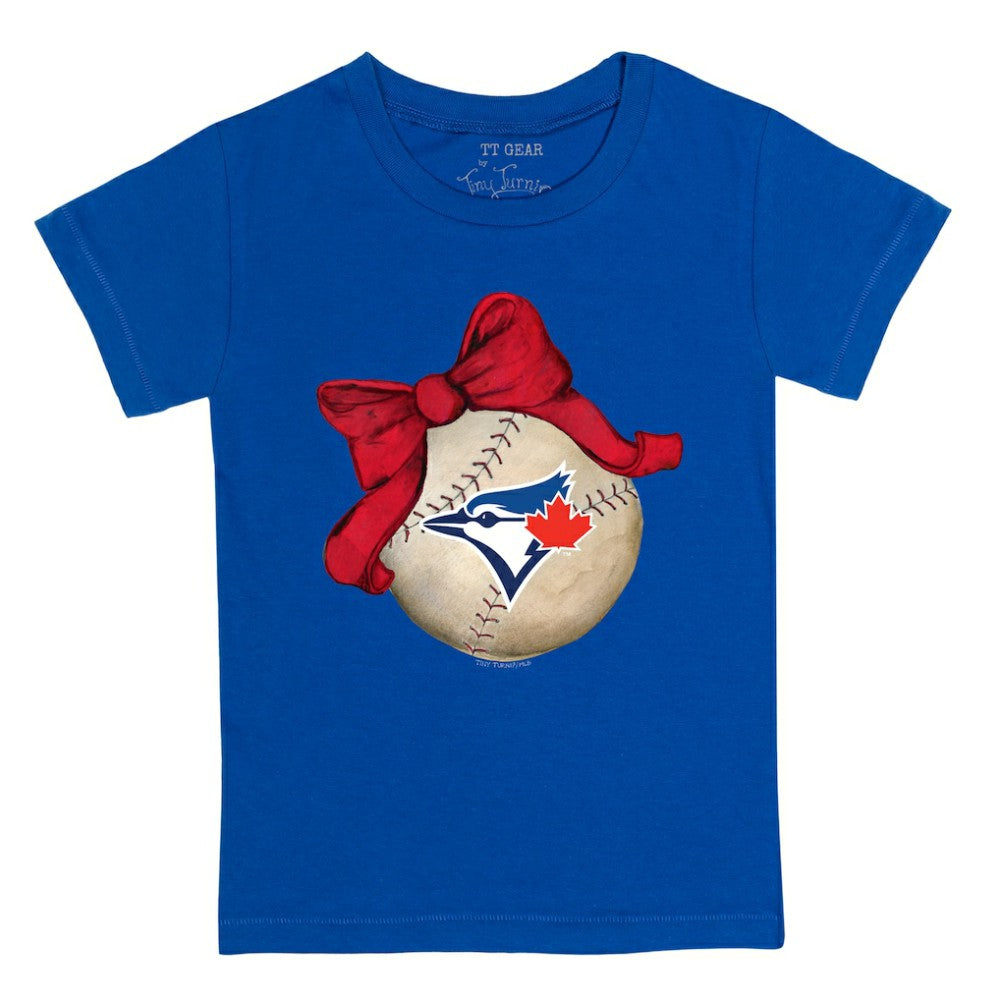 Toronto Blue Jays Tiny Turnip Youth Baseball Bow T-Shirt Online