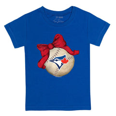 Toronto Blue Jays Tiny Turnip Youth Baseball Bow T-Shirt Online