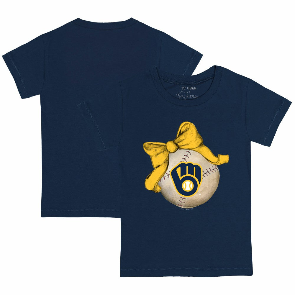 Milwaukee Brewers Tiny Turnip Youth Baseball Bow T-Shirt Outlet