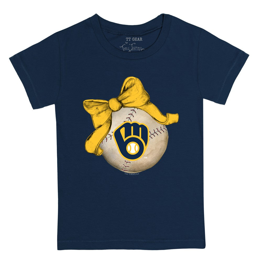 Milwaukee Brewers Tiny Turnip Youth Baseball Bow T-Shirt Outlet