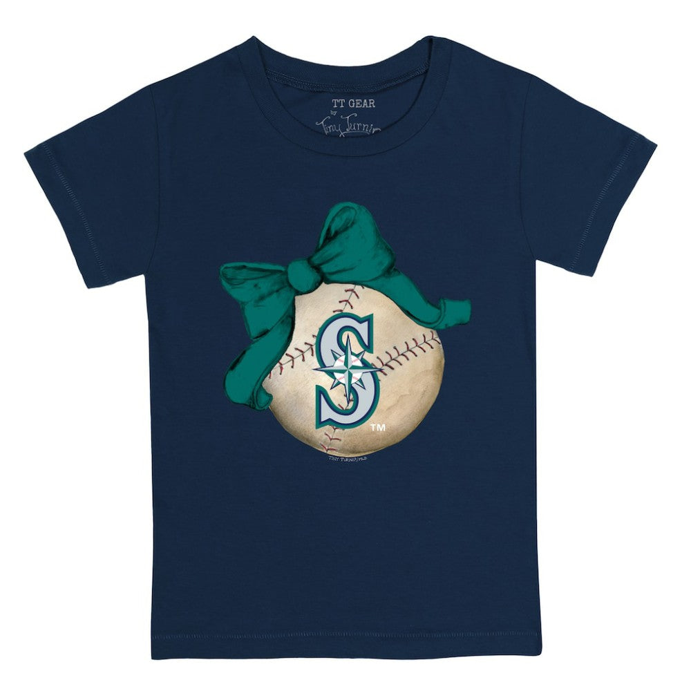 Seattle Mariners Tiny Turnip Youth Baseball Bow T-Shirt Sale