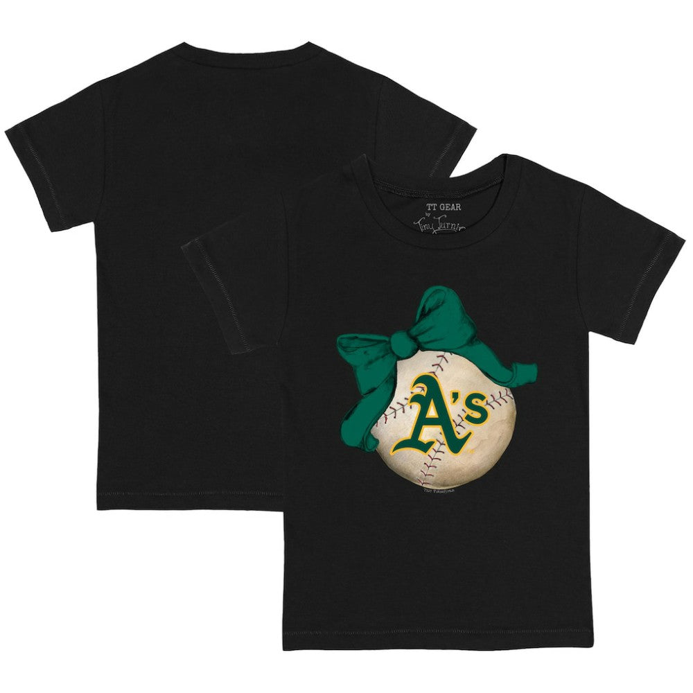 Athletics Tiny Turnip Youth Baseball Bow T-Shirt Discount