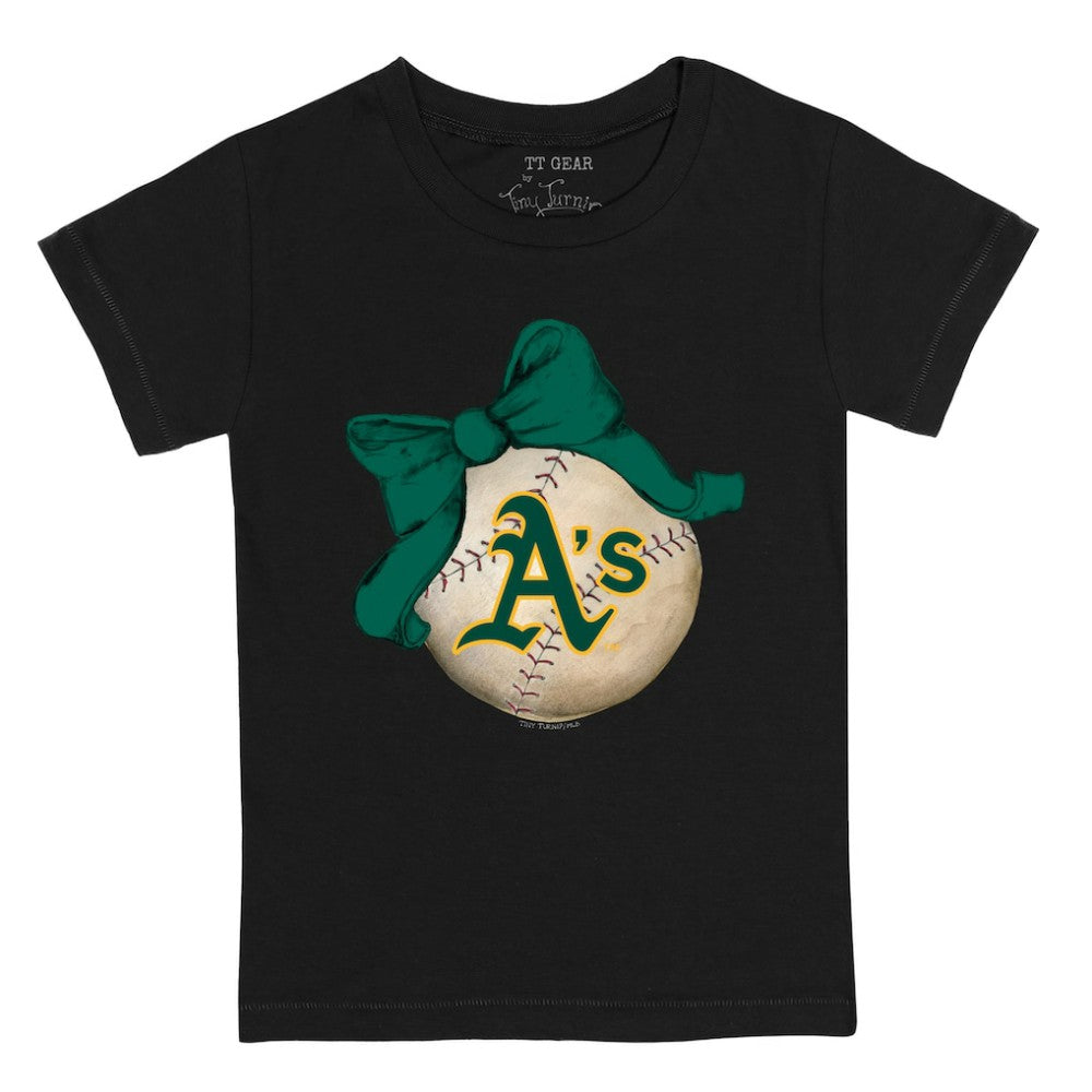 Athletics Tiny Turnip Youth Baseball Bow T-Shirt Discount