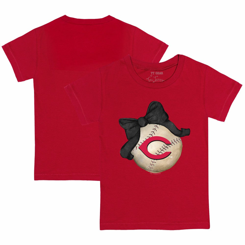 Cincinnati Reds Tiny Turnip Youth Baseball Bow T-Shirt Sale