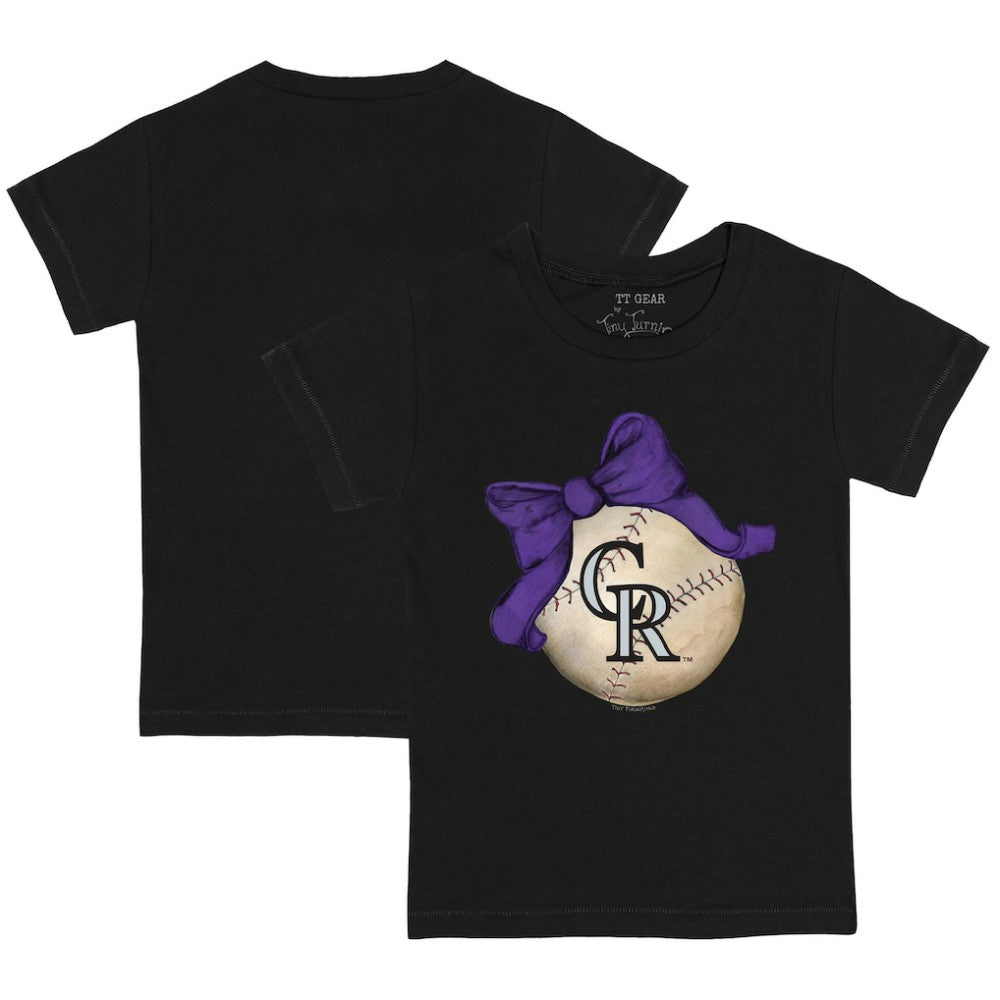 Colorado Rockies Tiny Turnip Youth Baseball Bow T-Shirt Outlet