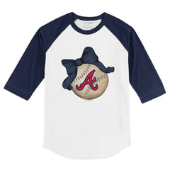 Atlanta Braves Tiny Turnip Youth Baseball Bow 3/4-Sleeve Raglan T-Shirt Sale