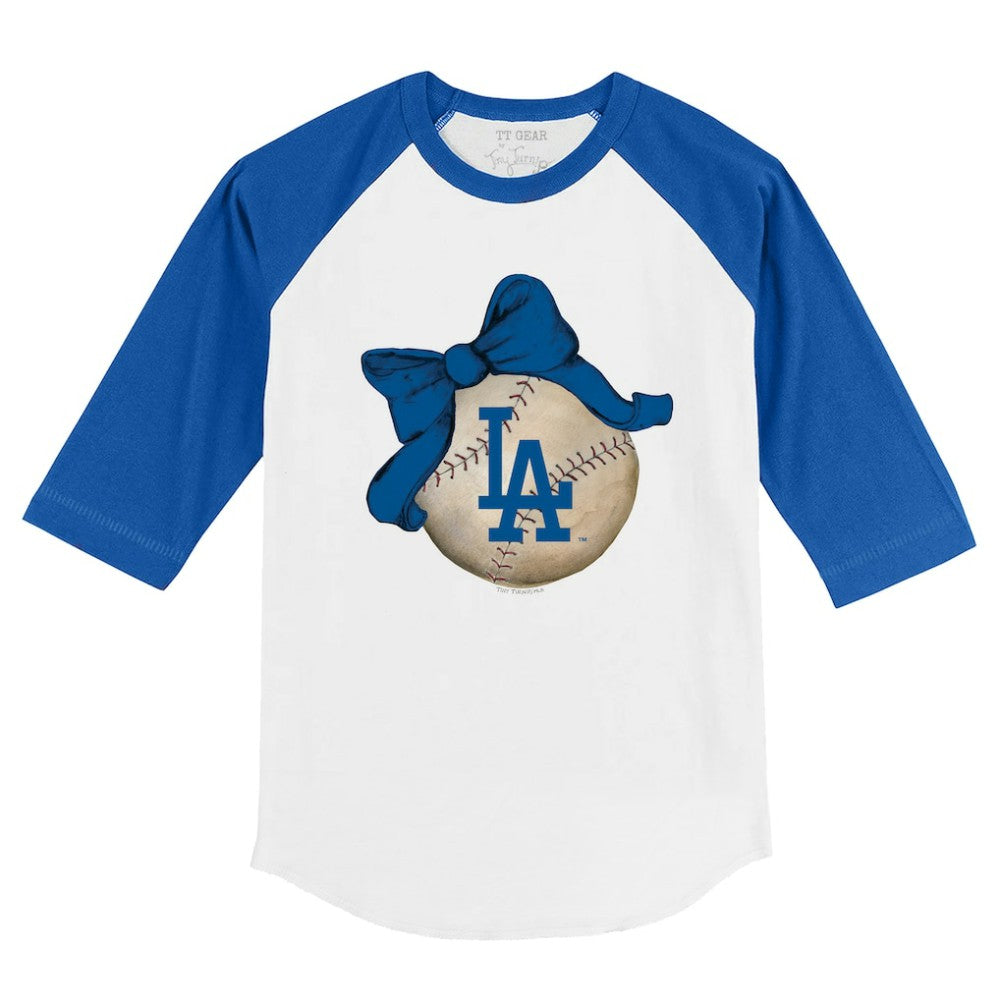 Los Angeles Dodgers Tiny Turnip Youth Baseball Bow 3/4-Sleeve Raglan T-Shirt Online