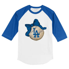 Los Angeles Dodgers Tiny Turnip Youth Baseball Bow 3/4-Sleeve Raglan T-Shirt Online