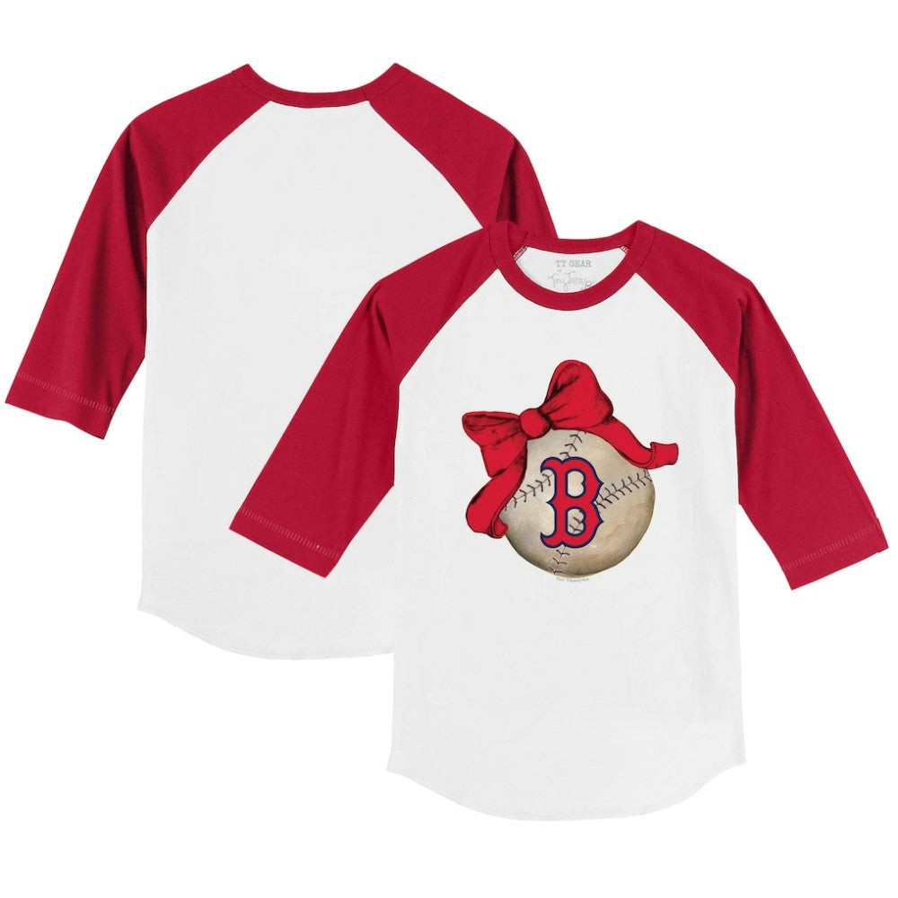 Boston Red Sox Tiny Turnip Youth Baseball Bow 3/4-Sleeve Raglan T-Shirt Discount