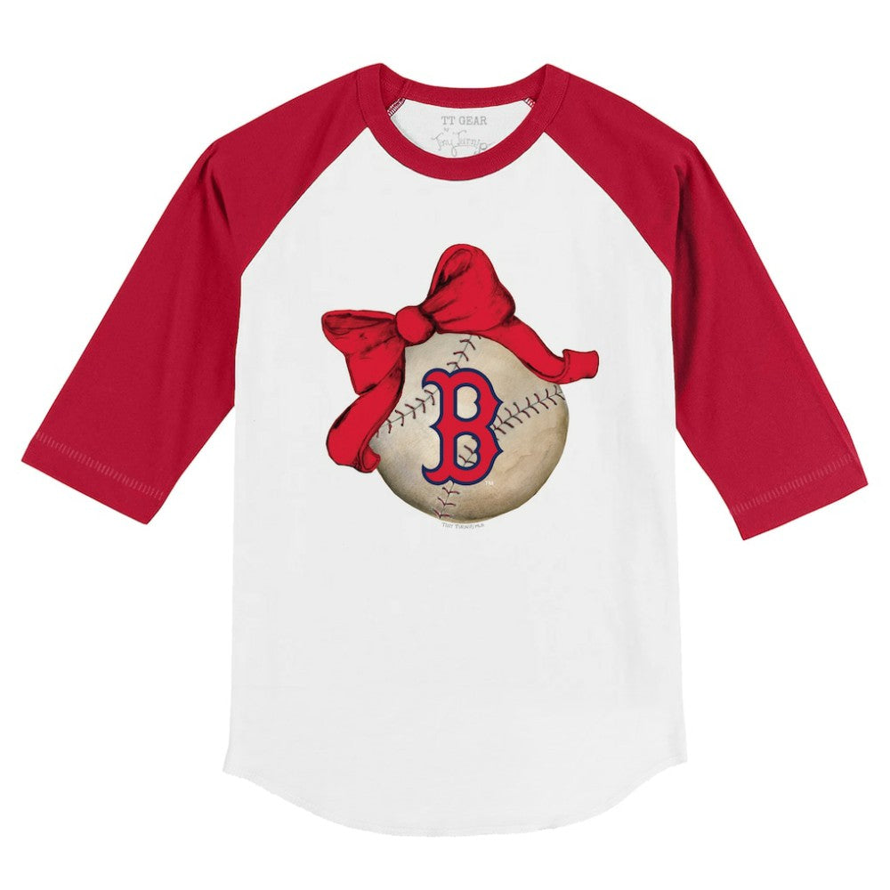 Boston Red Sox Tiny Turnip Youth Baseball Bow 3/4-Sleeve Raglan T-Shirt Discount
