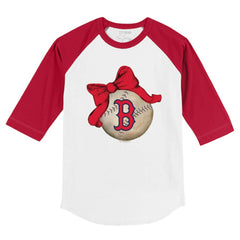 Boston Red Sox Tiny Turnip Youth Baseball Bow 3/4-Sleeve Raglan T-Shirt Discount