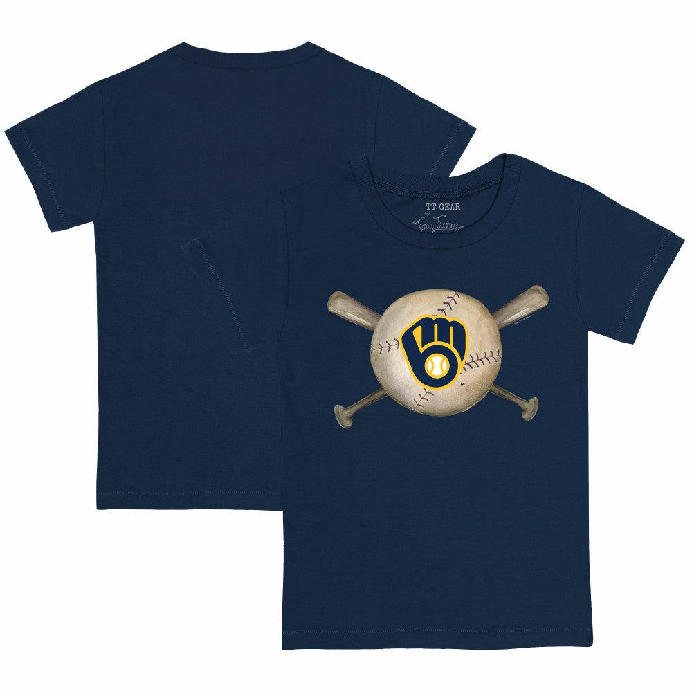 Milwaukee Brewers Tiny Turnip Youth Baseball Cross Bats T-Shirt Outlet