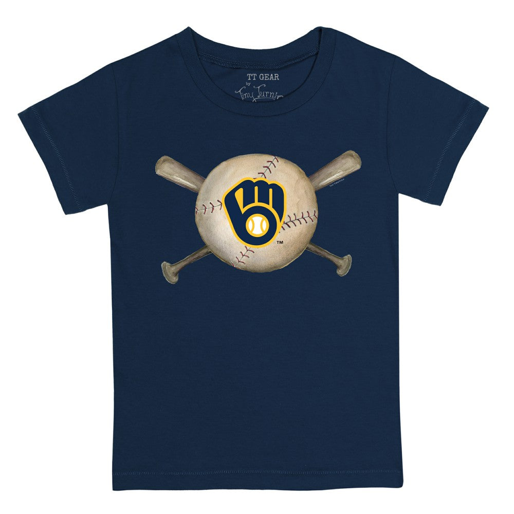 Milwaukee Brewers Tiny Turnip Youth Baseball Cross Bats T-Shirt Outlet