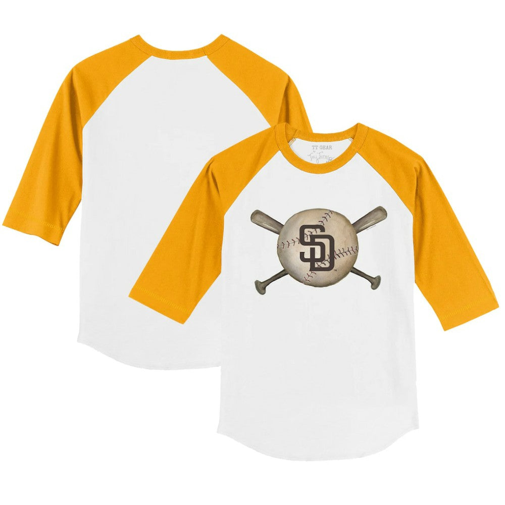 San Diego Padres Tiny Turnip Youth Baseball Cross Bats 3/4-Sleeve Raglan T-Shirt Outlet