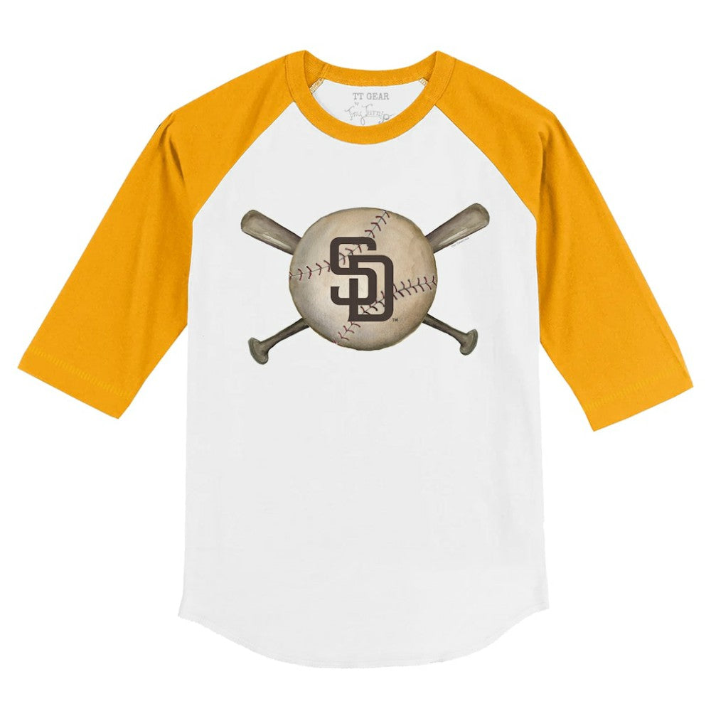 San Diego Padres Tiny Turnip Youth Baseball Cross Bats 3/4-Sleeve Raglan T-Shirt Outlet