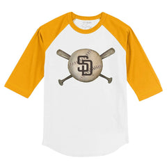 San Diego Padres Tiny Turnip Youth Baseball Cross Bats 3/4-Sleeve Raglan T-Shirt Outlet