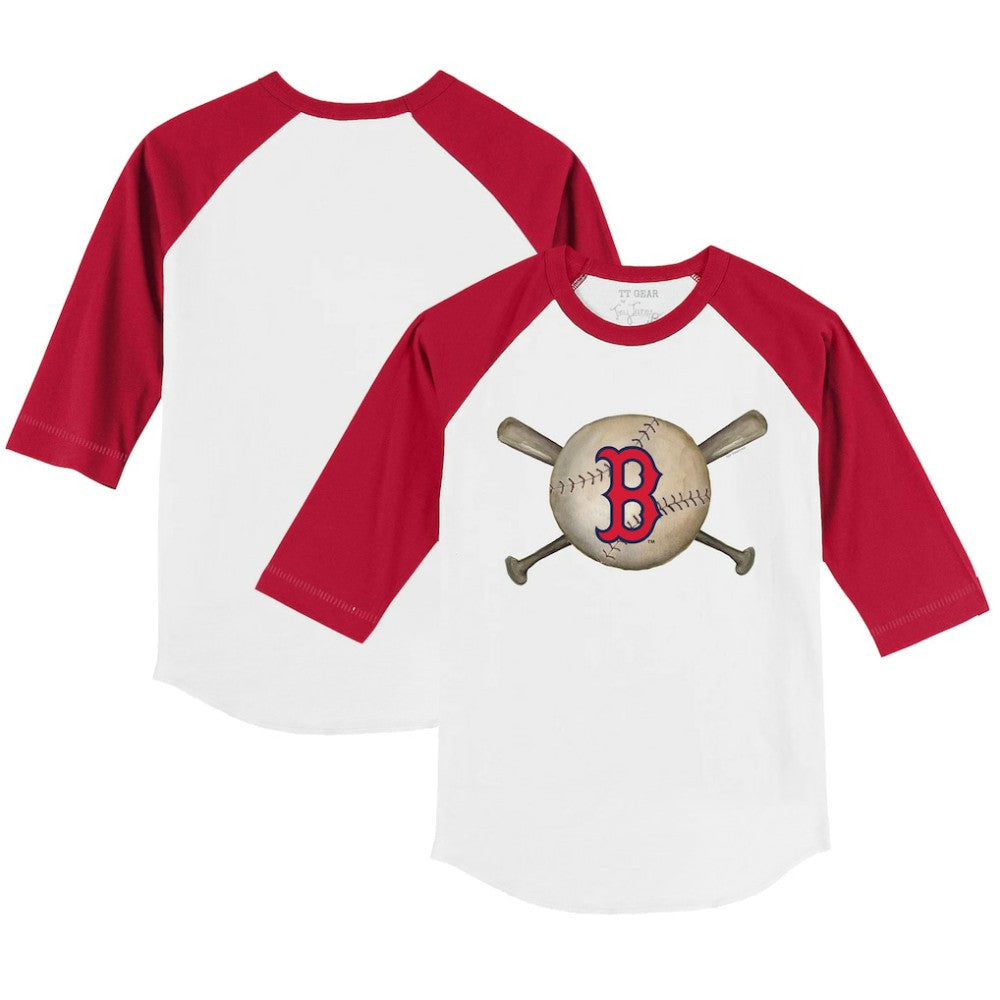 Boston Red Sox Tiny Turnip Youth Baseball Cross Bats 3/4-Sleeve Raglan T-Shirt Outlet