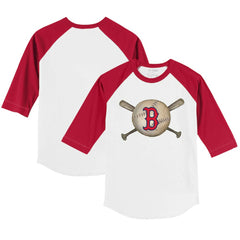 Boston Red Sox Tiny Turnip Youth Baseball Cross Bats 3/4-Sleeve Raglan T-Shirt Outlet