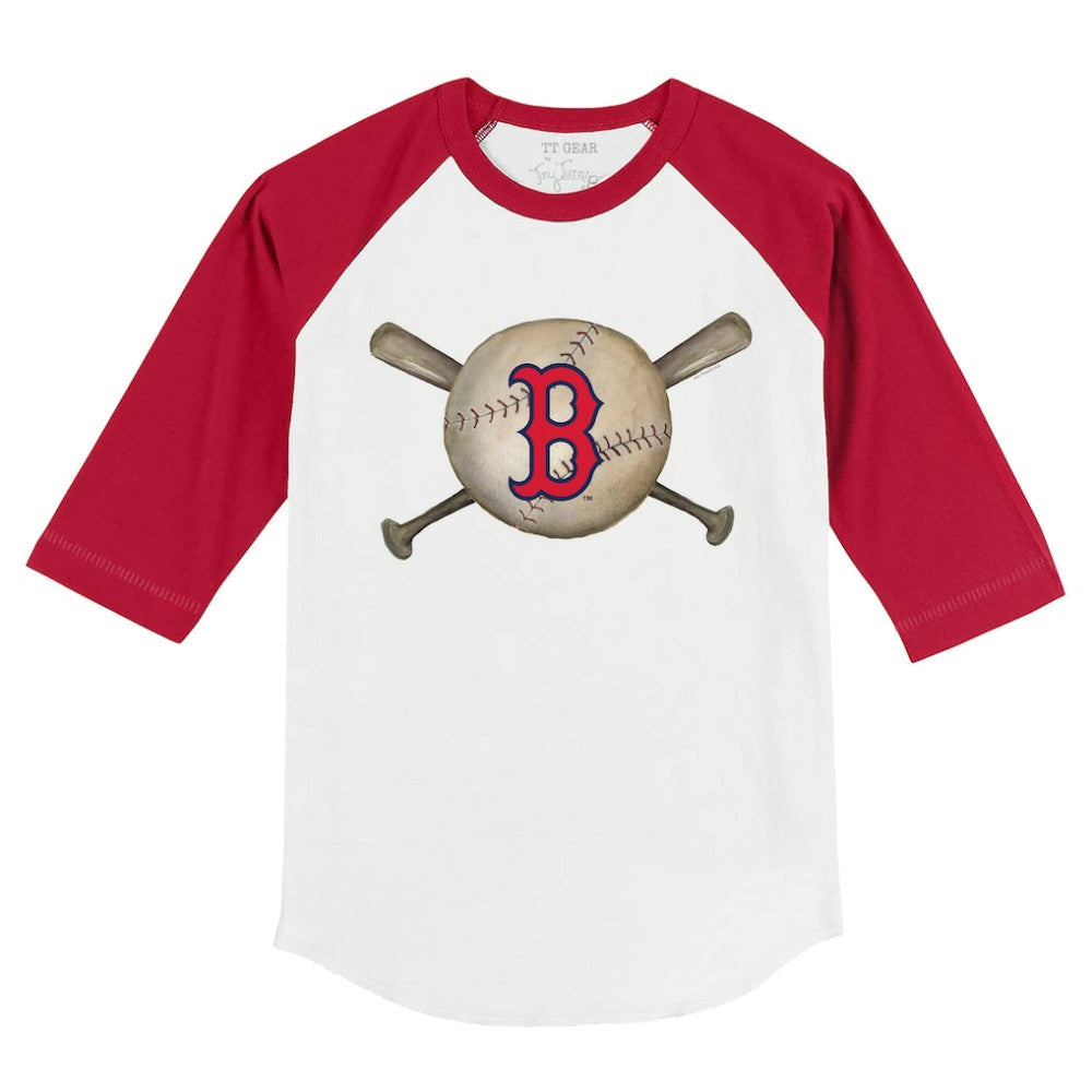 Boston Red Sox Tiny Turnip Youth Baseball Cross Bats 3/4-Sleeve Raglan T-Shirt Outlet