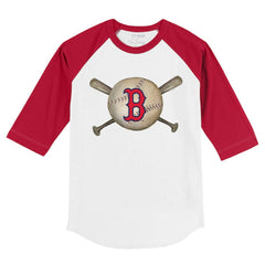 Boston Red Sox Tiny Turnip Youth Baseball Cross Bats 3/4-Sleeve Raglan T-Shirt Outlet