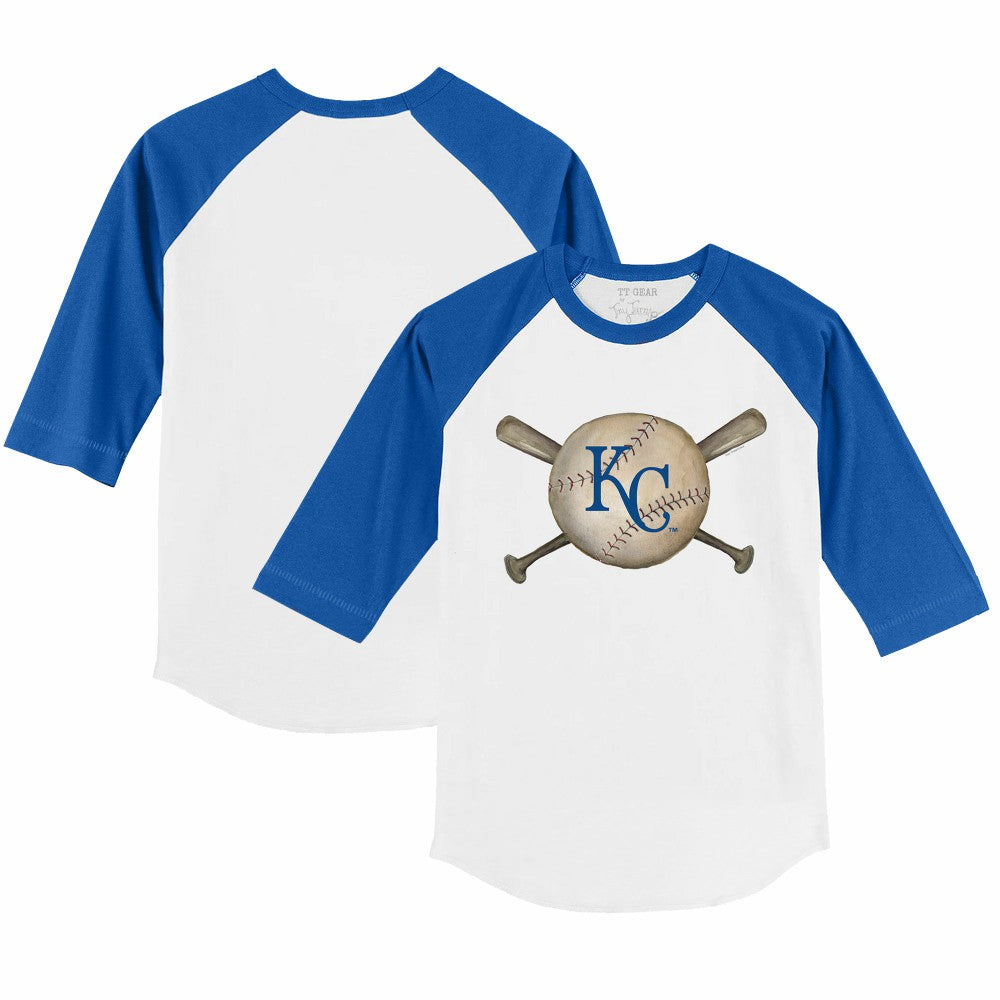 Kansas City Royals Tiny Turnip Youth Baseball Cross Bats 3/4-Sleeve Raglan T-Shirt Near Me